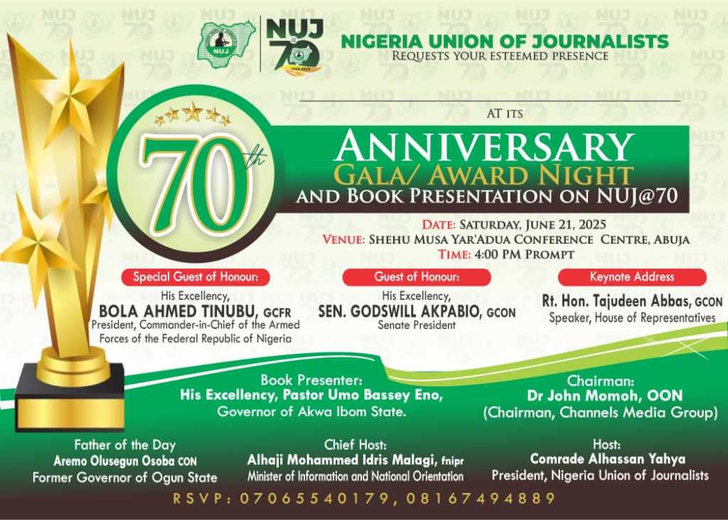 Nigerian Journalists to Mark Union’s 70th Anniversary, Eyeing AI’s&nbsp;Impact